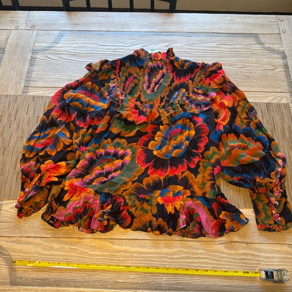 Farm Rio turtleneck floral blouse - Picture 6 of 9